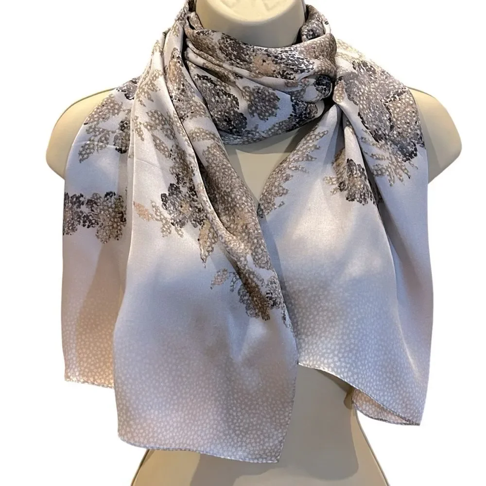 Vince Camuto Gray Floral Silk Scarf